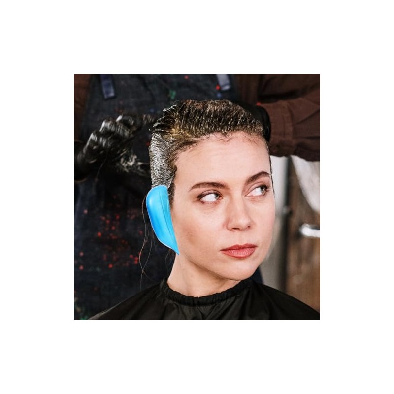 Coheali Par Protectores Auditivos Silicona Teñir Cabello Color Azul