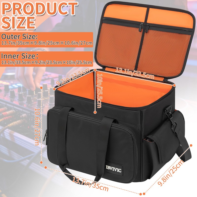 IBVIVIC DJ Cable File Bag with 6 Detachable Dividers High