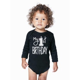 Reaxion First Birthday Baby Girl Clothes Outfits Handmade My 1st Birthday Candle 1 Bodysuits (12 Months, Candle Pink White LS)