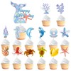 VARACL 29 Pieces Ocean Animals Dolphins Shell Octopus Cupcake Toppers