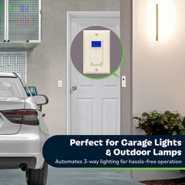 TOPGREENER Digital Astronomic Timer Switch, 7-Day Programmable Sunrise Sunset Timer for Lights, Fans, & Motors, Single-Pole or 3-Way, Neutral Wire Required, UL Listed, TGT01-HN-LA, Light Almond