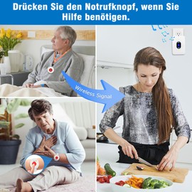 Daytech Emergency Button for Seniors / Home Emergency Call with Emergency Bracelet for Home Care Emergency Bracelet for Seniors for Nursing People (1 x Receiver + 1 x Transmitter + 1 x SOS Bracelet)