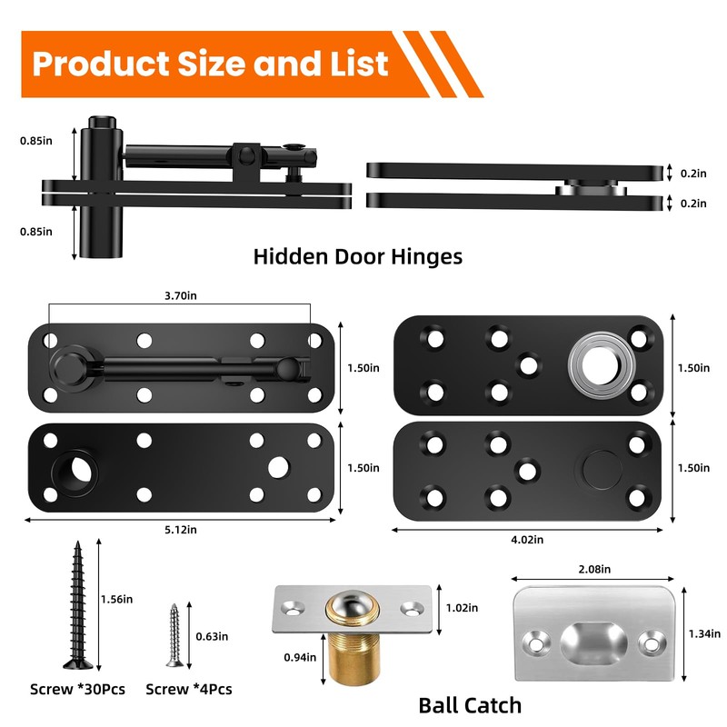 Hidden Door Hinge Pivot Hinge, 570LBS Load-Bearing Heavy Duty Pivot