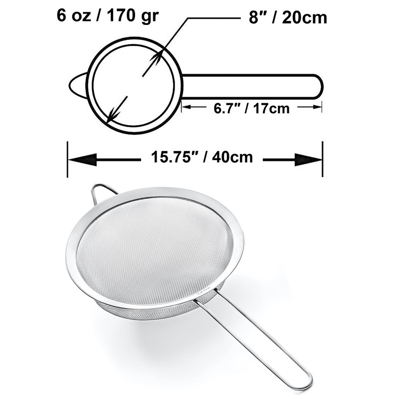 Proto Future 20cm Fine Mesh Sieve – Premium 304 Stainless