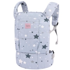 Bebamour Baby Doll Carrier for Kids Baby Doll Accesorries Storage Bag Backpack Stuffed Toys Carrier Doll Baby Carrier, Grey Star