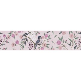 A.S. Création Lilly & Luis 771371 Children's Bedroom Wallpaper Durable Non-Woven Wallpaper in Border Floral Look 5.00 m x 0.13 m Colourful Green Pink Made in Germany