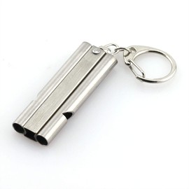 JCBIZ 1 Piece Double Tube Whistle Stainless Steel High Frequency High Decibel Outdoor Survival Whistle for Life-Saving Emergency Sports Judgment