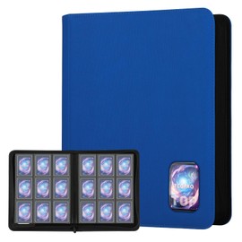 TCGPRO Toploader Binder with Viewing Window for 360 Cards in 3 x 4 Inch Rigid Sleeves, Toploader Album with 9 Side Pockets and Zip, Compatible with MTG, TCG, Sports Cards etc. Blue