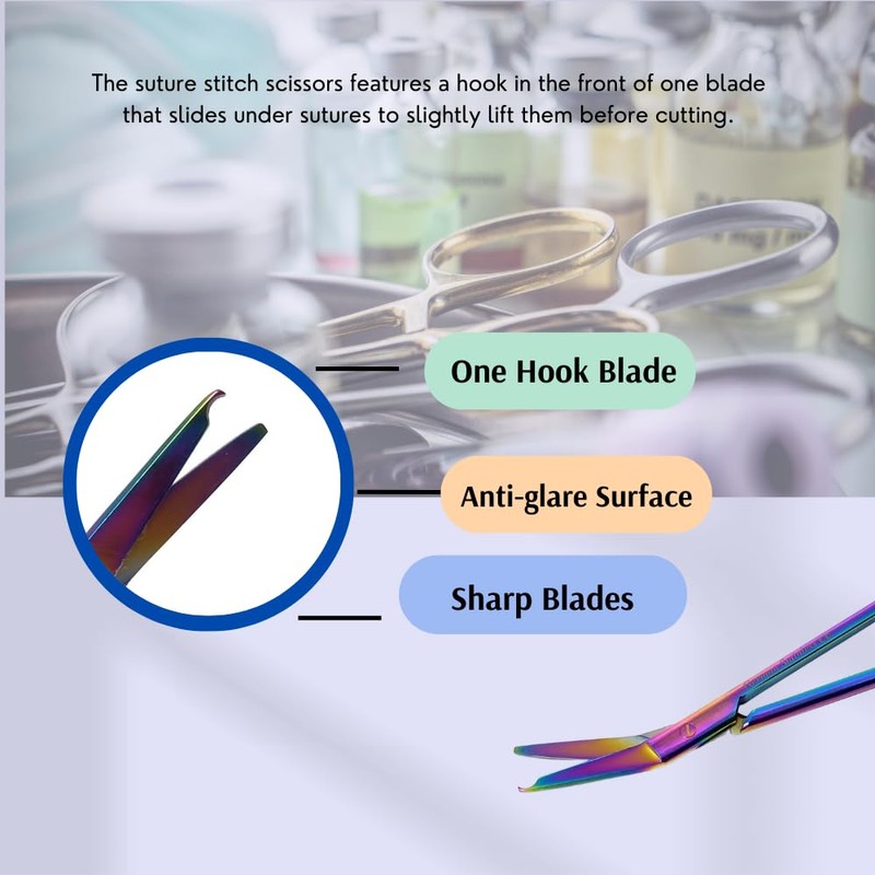 Suture Stitch Scissors with Angled Blades to Reach Tight Spaces