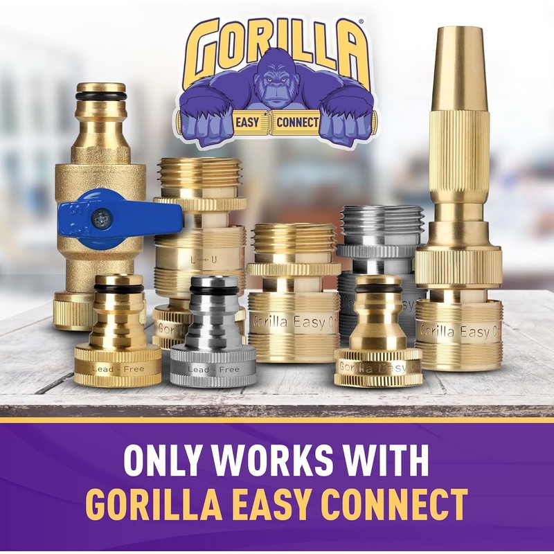 Gorilla Easy Connect Garden Hose Quick Connect Fittings ¾ Inch