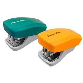 PraxxisPro Mini Staplers with Built-in Staple Removers, Staples 2 to 18 Sheets, Includes 2,000 Staples. Set of 2 (Orange & Green)
