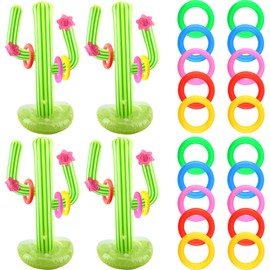 Cotiny 4 Pack Inflatable Cactus Ring Toss Games 68 cm Large Giant Blow Up Inflatable Cactus Games for Pool Parties Mexican Taco Party Supplies Decorations
