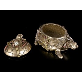 Unbekannt Steampunk Turtle Jewellery Box with Lid Fantasy Jewellery Box, Bronzed and Coloured
