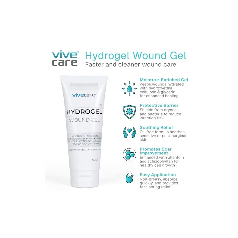 ViveCare Hydrogel Wound Dressing - Soothing Healing Gel for Wounds