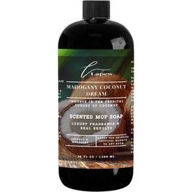 Lapew Mahogany Coconut Dream Scented Mop Soap Concentrate 36 oz | Premium Fragranced Floor Cleaner | Streak-Free | Hard Floor Cleaning Solution | Eco Friendly | Made in USA