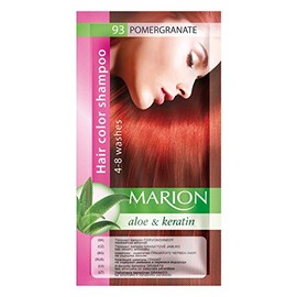 Marion Semi-permanent colour shampoo in a bag, lasts 4 to 8 washes, with aloe and keratin.