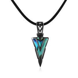 CUOKA MIRACLE Men's Black 925 Sterling Silver Blue Opal Arrow Pendant Necklace Punk Arrowhead Jewellery Valentine's Day Gifts for Men Women Brother, Sterling Silver