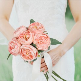 INSUNSIX 6PCS Pink Peonies Artificial Flowers 19.7" Vintage Fake Peonies Silk Flower Arrangements for Wedding Bridal Bouquet Home Party Office Decoration(Pink)