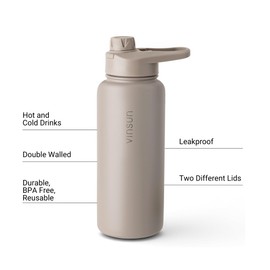 Vinsun Stainless Steel Water Bottle 1L - Leakproof, Keeps Drinks Hot & Cold, BPA Free, Straw Lid, Drinking Opening - Drinks Bottle for Gym, Outdoor