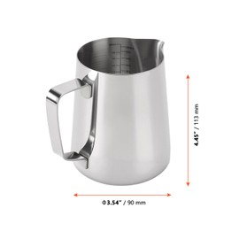 SINJEUN 20 oz/600 ml Milk Frothing Pitcher, Stainless Steel Milk Steamer Cup Frother Cup with Scale and Handle for Coffee Latte Art, Silver(2 Pack)