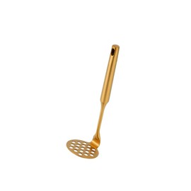 BISDARUN Potato Mashers 304 Stainless Steel(18/8) for Vegetables Fruits Garlic Food Mashers Hand Potato Ricer Metal 1 Piece (20.3 CM Length x 6 CM Width, Gold)