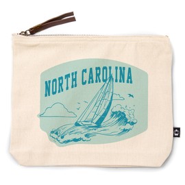 Lantern Press North Carolina, Artist's Sketchbook, Sailboat At Sea, 100% Cotton Zipper Pouch, Travel Accessory, Go Bag