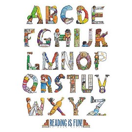Picture Peddler Reading is Fun! Doug Keith Novelty Alphabet Funny Children Poster Image Size is 11x14 Overall Size is 13x16 Inches