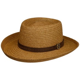 Stetson Gambler Toyo Straw Hat - Hat with Western Flair - Summer Hat with Leather Trim Band - Viscose Women/Men - Spring/Summer, Natural brown