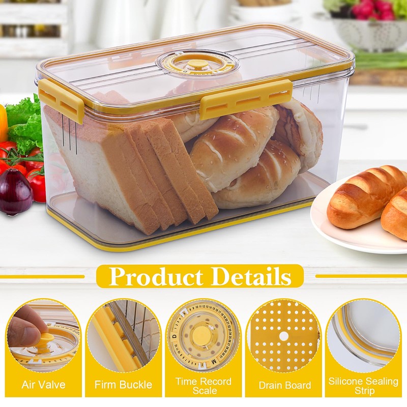 ANYPROLUS Bread Box for Homemade Bread, Airtight Kitchen Counter Storage