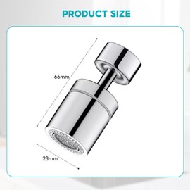 Kitchen Sink Faucet Aerator Solid Brass Tap Aerator Dual Function 360° Swivel Spout Kitchen Sink Tap Universal M24/M22 Water Saving Filter Polished Chrome(Silver)