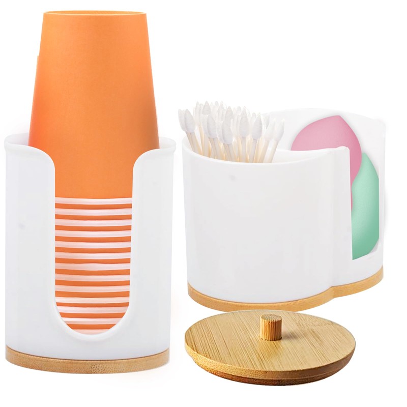 Cotton Swab Storage Case, ABS Cosmetic Cotton Organizer, Paper Cup