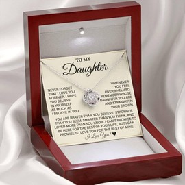 To My Daughter Necklace From Dad, Valentine’s Day Jewelry Gift For Adult Daughter, Meaningful Daddy-daughter Necklace, Birthday, Graduation Gift From Her Mother (LED Luxury Box, 14k White Gold)