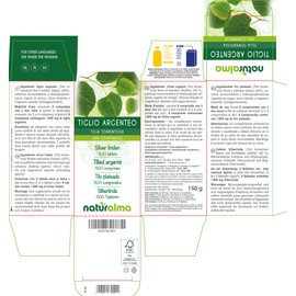 Silver Lime (Tilia tomentosa) Flowers and Bracts (Leaves) Naturalma | 150 g | 300 Tablets of 500 mg | Dietary Supplement | Natural and Vegan