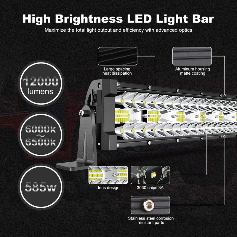 32" LED Light Bar Curved TERRAIN VISION Triple Row 672W