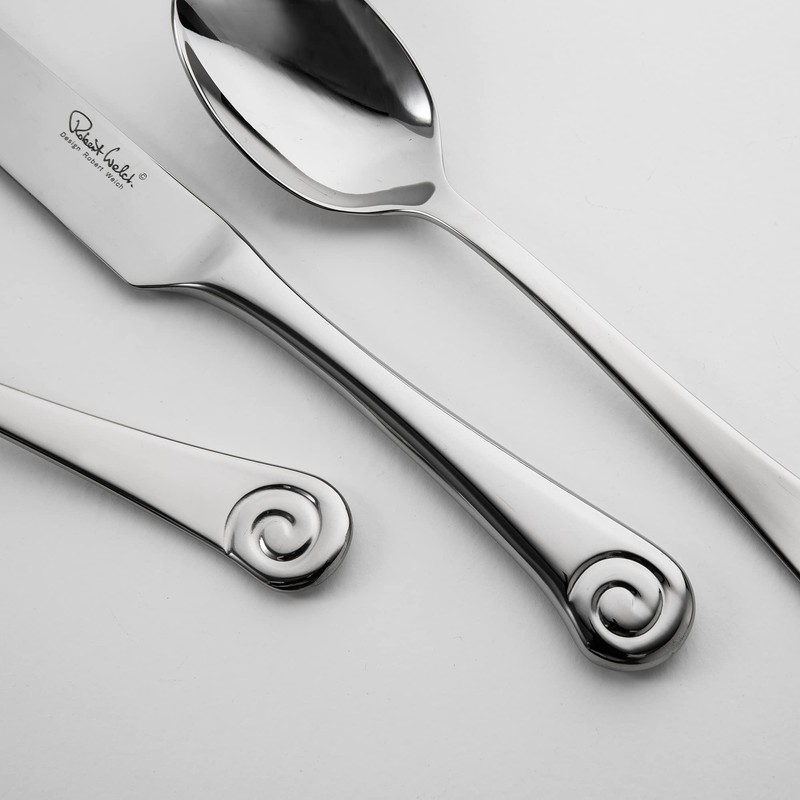 Robert Welch Ammonite Bright Cutlery Coffee/Espresso Spoon, Set of 8.