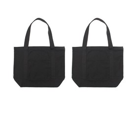 Augbunny Heavy Duty 100% Cotton Canvas Zipper Beach Shoulder Grocery Tote Bag with Outer Pocket 2-Pack