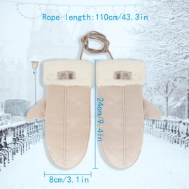 AiSi Women Winter Suede Thermal Mittens Fleece Lined Warm Gloves with Turn Back Cuff … (7273+Beige)