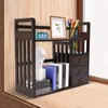 Bamboo Bookshelf, Desktop Organizer Office Desk Rack Storage Shelves, with