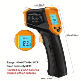 Digital Infrared Thermometer, Handheld Non-Contact Heat Laser Thermometer, Temperature Measuring Instrument for Cooking, BBQ, Pizza Oven¬†(Not for Human)