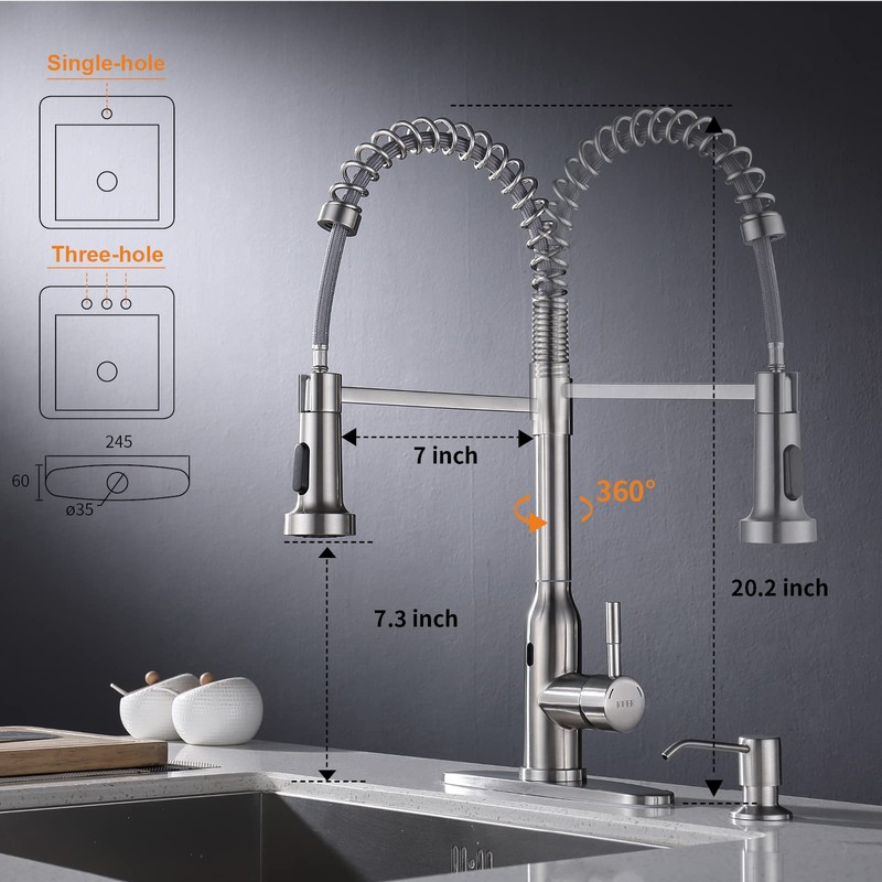 Touchless Kitchen Faucet,KEER Smart Motion Sensor Hands Free Single Handle