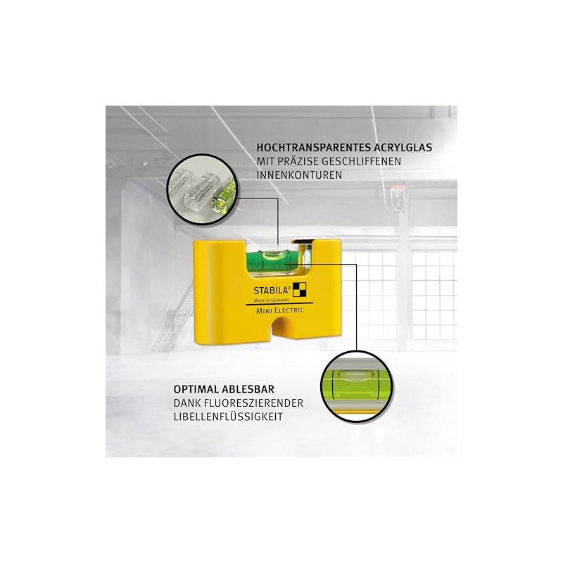 STABILA Mini Electric Spirit Level with Belt Clip, 7 cm,