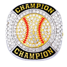 CHXIXUE Size 7-14 Baseball Softball Championship Rings Basebll Ring Trophy Sport Ball Award Gift Winner Tournament Team (12 pcs gold baseball rings, size 9)