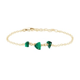 Malachite Beaded Chain Bracelet in 14k Gold Fill