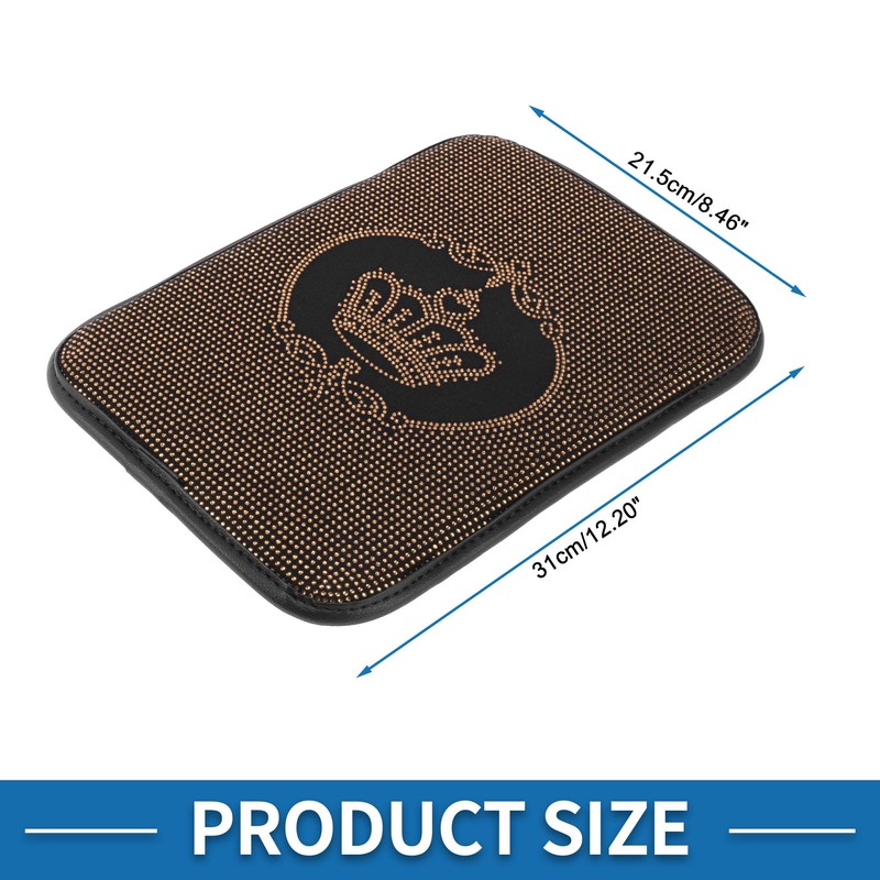 A ABSOPRO Car Armrest Cushion Pad Non-slip 12.20"x8.46" Suede Champagne