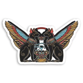 2 x 10cm Ancient Egyptian Black Cats Vinyl Stickers - Egypt Cat Sticker #20703 (10cm Wide)