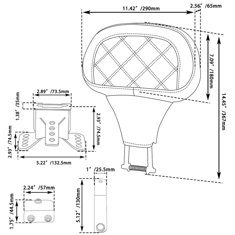 FOVPLUE Adjustable Rider Backrest, Detachable Plug-in Driver Backrest Pad w/Mounting