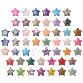50 PCS Star Shaped Natural Crystal Stones 0.8inch for Meditation Energy Chakra Reiki Balancing, Jewelry Making Gift