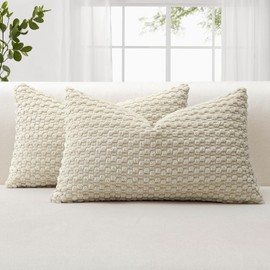 JOTOM Set of 2 Cord Cushion Covers, 3D Bubble Texture Boho Decorative Cushion Cover, Decorative Sofa Cushion, Corduroy Cushion Cover, Decorative Cushion Cover for Couch, Sofa, Living Room (40 x 60 cm