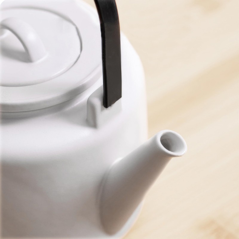 Durable Small Kaolin Ceramic Teapot (27 oz) - Heat Resistant