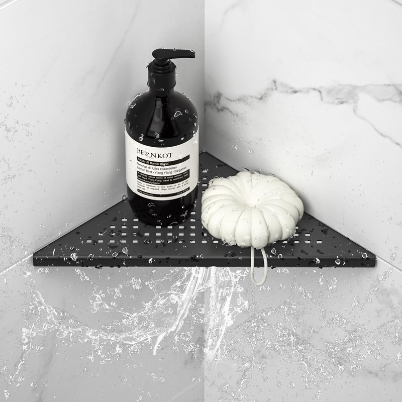 Bernkot Corner Shower Shelf, 10" Matte Black 304 Stainless Steel